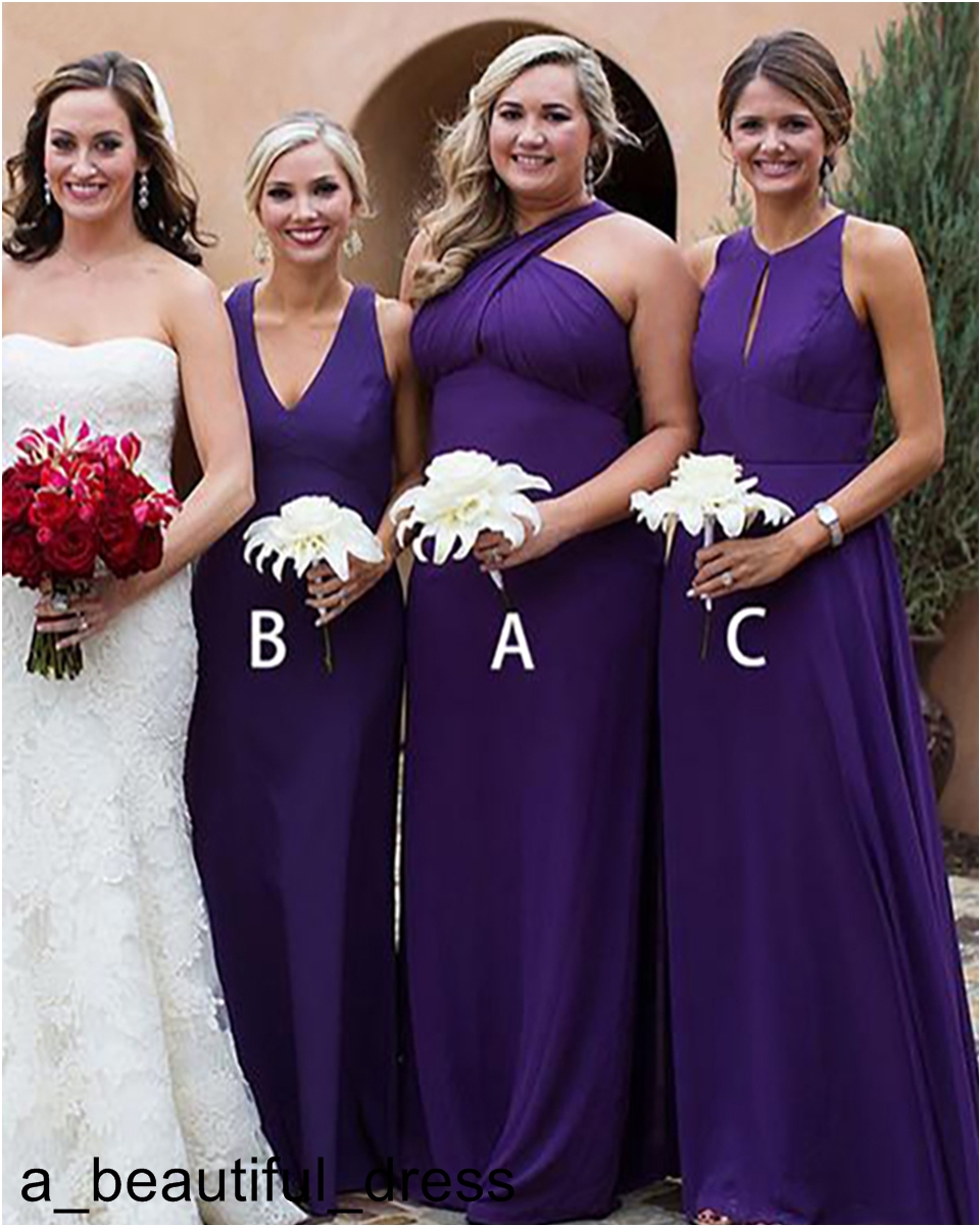 Cheap Formal Dresses Simple Elegant A-Line Chiffion Bridesmaid Dresses Pleat Sleeveless Cheap Long Bridesmaid Dresses Custom Made