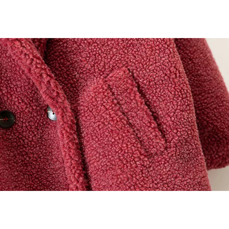 Women Faux Fur Thick Warm Long Coat Winter Teddy Fleece Jacket Double Breasted Long Sleeve Loose Outerwear Casual Casaco Femme