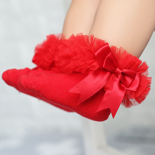 0-6T Kids Girls bow ruffle Socks Baby Tutu Yarn Lace Bow Socks Infants Children Princess Dancing socks C6116