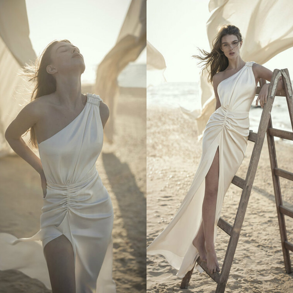 Alon Livne 2021 Wedding Dresses One Shoulder High Split Satin Mermaid Bridal Gowns Custom Made Sweep Train Beach Robe De Soiree, Pink
Alon Livne 2021 Wedding Dresses One Shoulder High Split Satin Mermaid Bridal Gowns Custom Made Sweep Train Beach Robe De Soiree, Pink