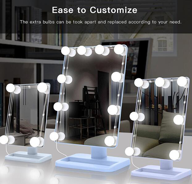 Hollywood mirror light Makeup desk Mirror LED Light Bulbs Kit USB Charging Port Cosmetic Lighted Make up Mirrors Bulb Adjustable Brightness