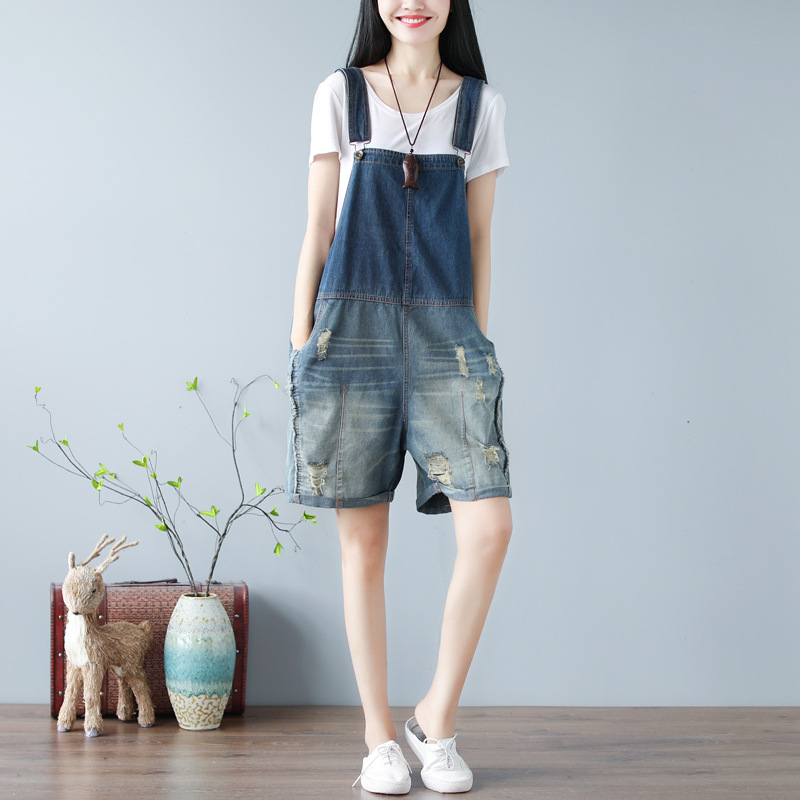 Vintage Loose Women Playsuits and Jumpsuits Ripped Fashion Casual Denim Overalls Shorts Summer Plus Size Female Suspender Jeans, Vintage blue
Vintage Loose Women Playsuits and Jumpsuits Ripped Fashion Casual Denim Overalls Shorts Summer Plus Size Female Suspender Jeans, Vintage blue
