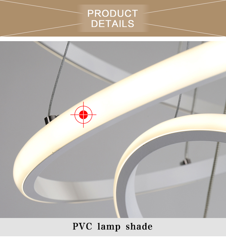 Modern Aluminum Ring Led Pendant Lights for Bdroom Living Room Dining Room Kitchen Minimalist White Black Coffee Golden Body