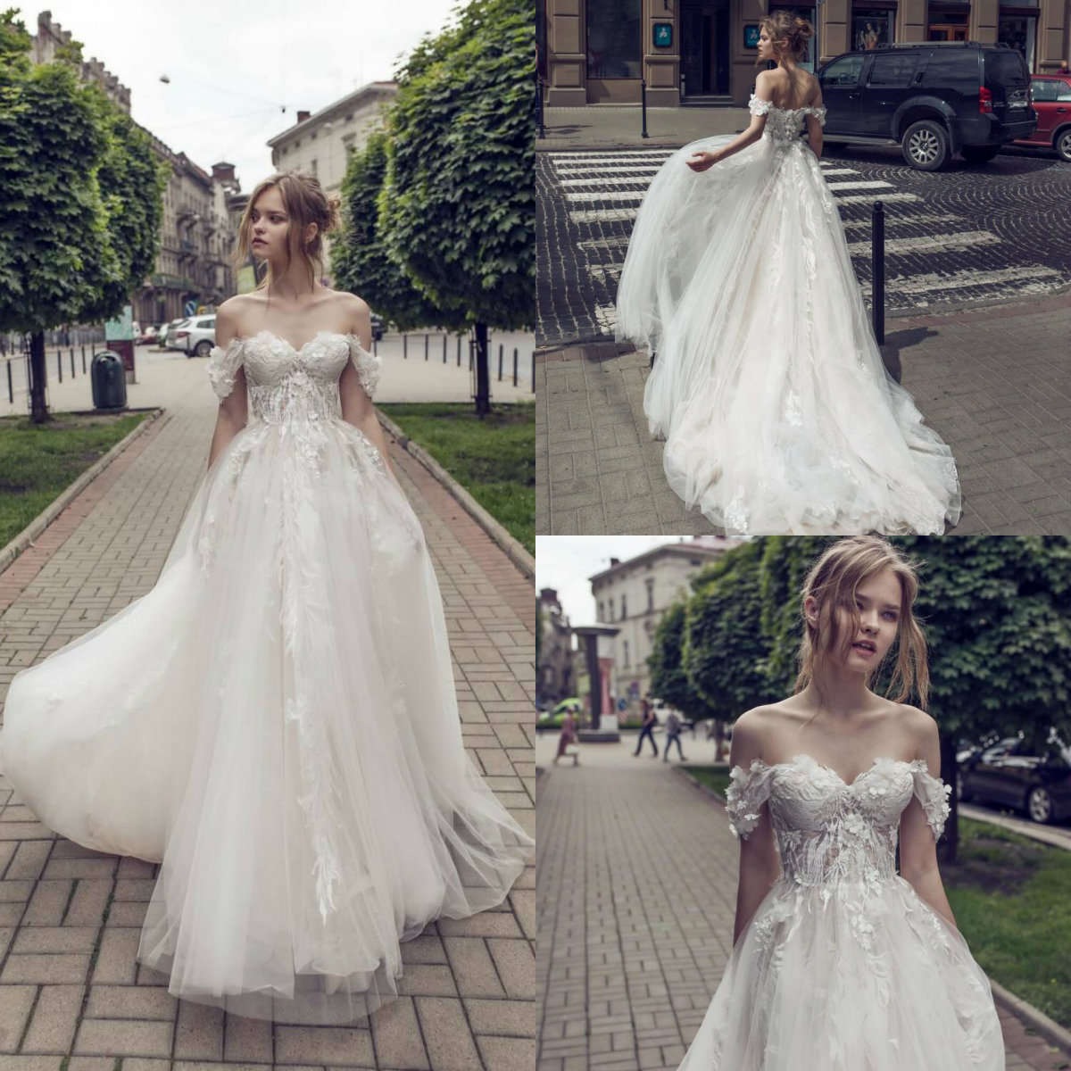 Riki Dalal Bohemian Wedding Dresses Off The Shoulder A Line Lace Appliques Boho Wedding Dress Custom Made Sweep Train Beach Bridal Gowns