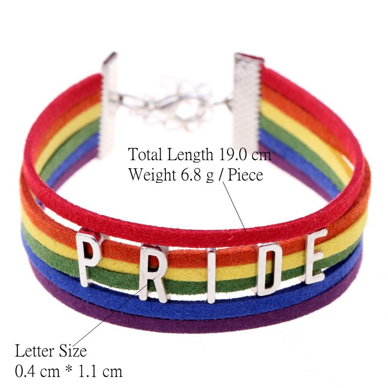 Wholesale-2016 Pulsera Gay Pride multicolor "PRIDE"leather bracelets Hot COLOR jewelry Lesbian LGBT bracelets for Men and Women collares