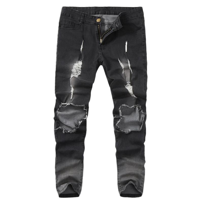 Hot Sales Fashion Mens Skinny Stretch Denim Pants Distressed Ripped Freyed Slim Fit Jeans Trousers High Quality And Comfortable