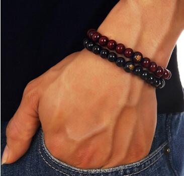 Bracelet Fashion Beaded Jewelry Men Black Brown Wood Bead Bracelets Sandalwood Buddhism Buddha Meditation Men Hip Hop Jewelry For Mens
