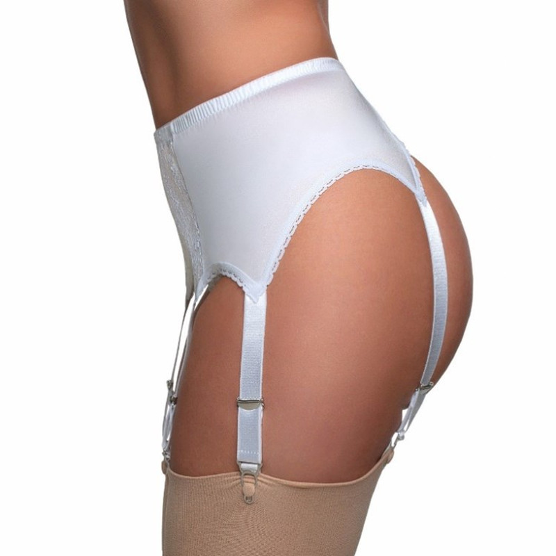 Sexy Women 6-Metal Buckles Straps Garter Belt Lace Hem Lingerie Suspender Elastic Belt Pants S-XXL (No stockings) Black Red White