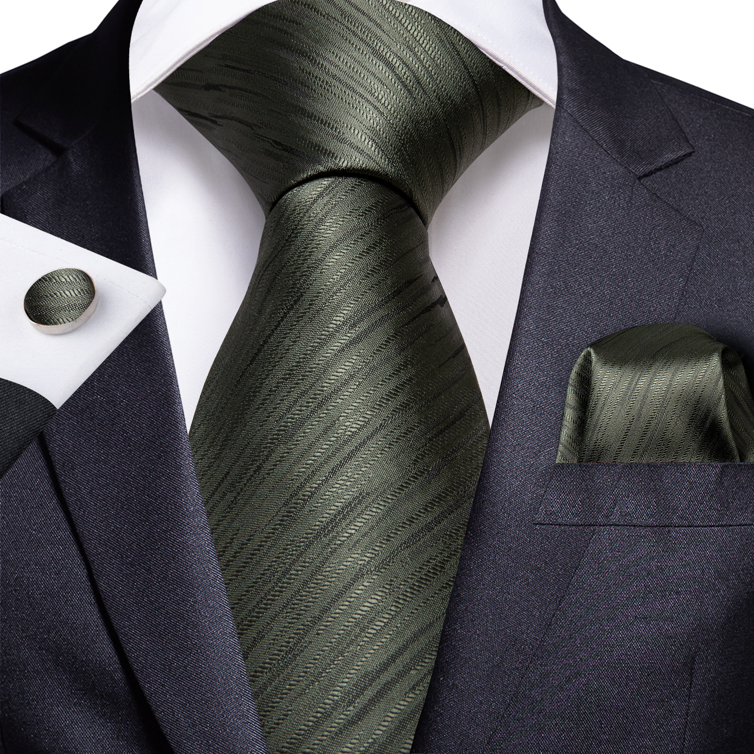 Silk Tie Set Dark Green Striped Men's Wholesale Classic Jacquard Woven Necktie Pocket Square Cufflinks Wedding Business N-7226, Black;blue
Silk Tie Set Dark Green Striped Men's Wholesale Classic Jacquard Woven Necktie Pocket Square Cufflinks Wedding Business N-7226, Black;blue