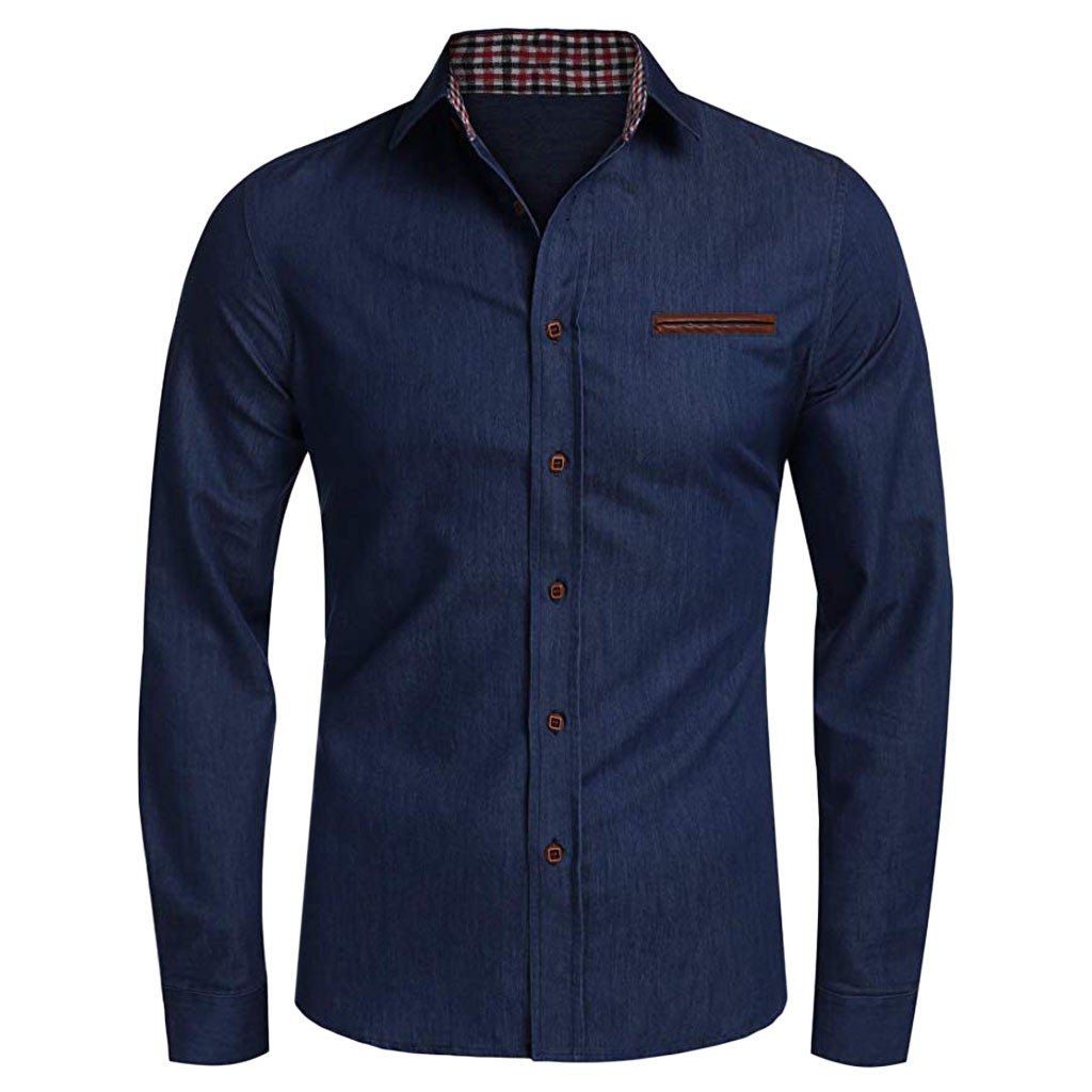 Turn-down Collar Business Dress Shirts Camisas Masculina Men's Casual Button Trun-down Collar Denim Long Sleeve Shirts Tops, Dark blue
Turn-down Collar Business Dress Shirts Camisas Masculina Men's Casual Button Trun-down Collar Denim Long Sleeve Shirts Tops, Dark blue