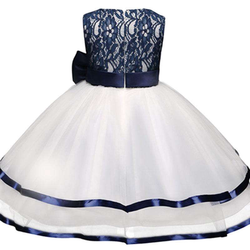 Cheap Flower Girls Dresses For Wedding With Big Bow Lace Kids Toddlers Birthday Party Dress Children Princess Gowns In Stock