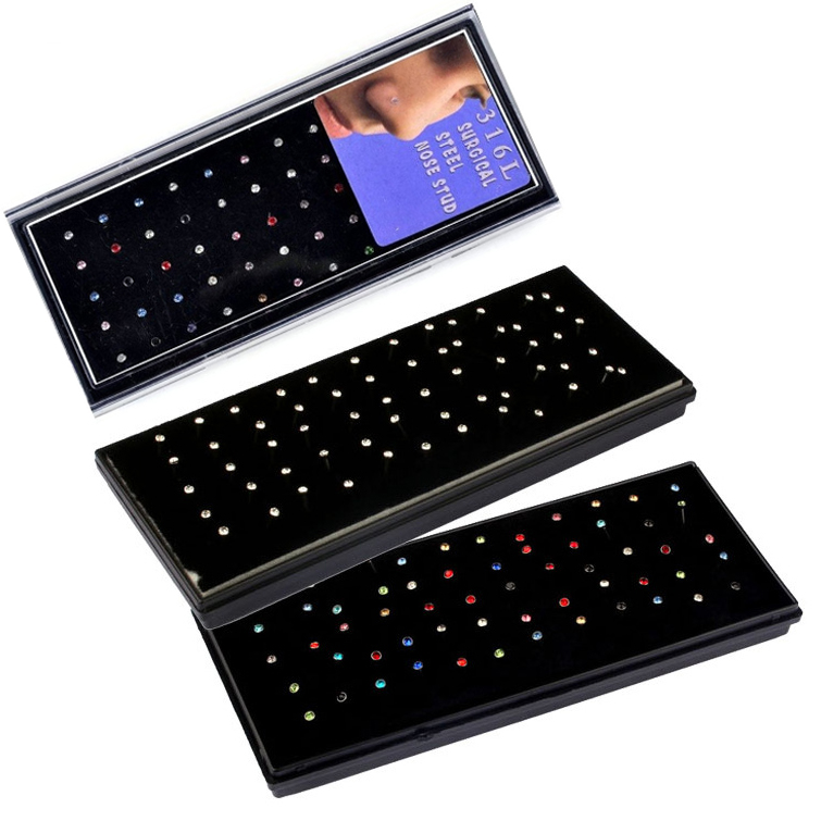 60pcs/set Crystal Rhinestone Nose stud Stainless Surgical Nose Piercing Stud Superfine ear bone needle earrings Body Jewelry
60pcs/set Crystal Rhinestone Nose stud Stainless Surgical Nose Piercing Stud Superfine ear bone needle earrings Body Jewelry