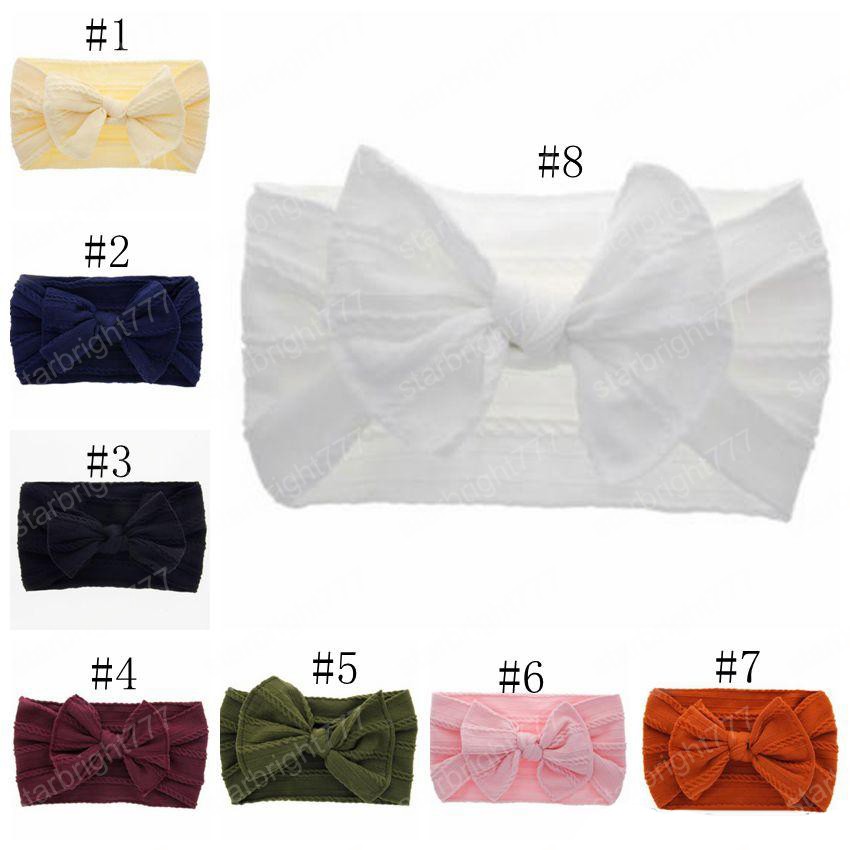 Baby Big Bow Headbands Soft Nylon Turban Hairband Oversize Bunny Ear Headwrap Baby Girl Head Wrap Accessories 8 Colors