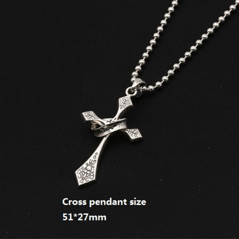 New 925 sterling silver handmade punk style jewelry American antique silver designer cross necklace pendants without chain for men women