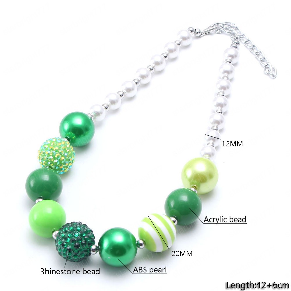 Fashion Kids Girls Green Color Chunky Beads Necklace Spring Style Child Bubblegum Necklace Baby Chunky Jewelry Newest