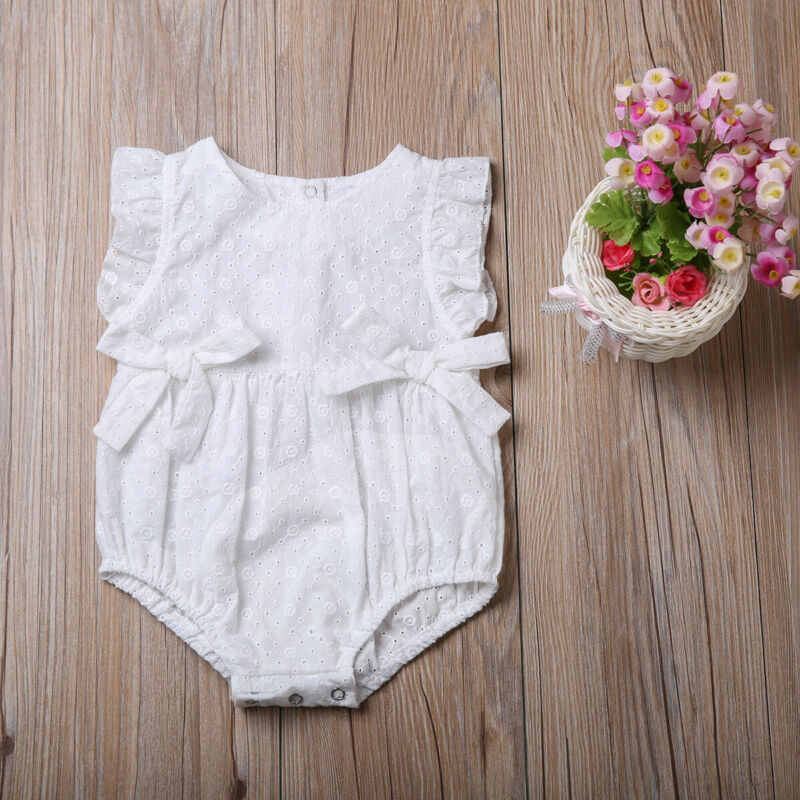 Goocheer Summer Flower Baby Girls Ruffles Romper Infant Newborn Baby Jumpsuit Playsuit Bow Clothes