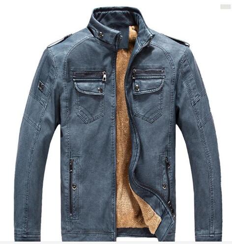 Brand Designer Men Leather Jacket Coat Fashion Stand Collar Slim Fit Thick Fleece Men Jackets For Autumn Winter, Black
Brand Designer Men Leather Jacket Coat Fashion Stand Collar Slim Fit Thick Fleece Men Jackets For Autumn Winter, Black