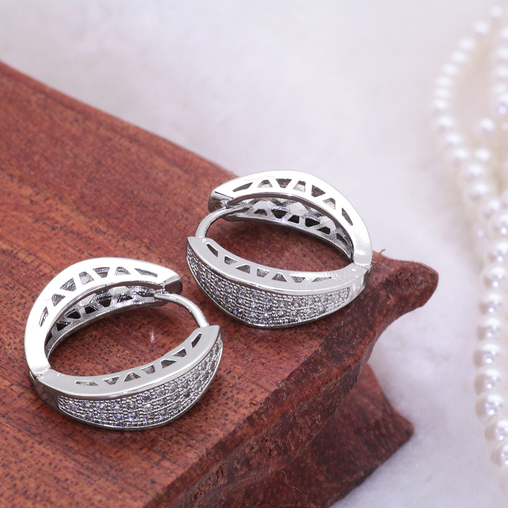 New Fashion Personalized 18K Gold Plated Iced Out CZ Cubic Zirconia Hoop Earrings Hip Hop Bling Diamond Earring Stud Jewelry for Men Women