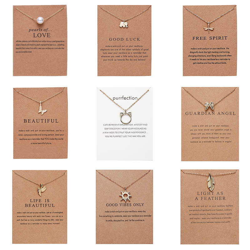 Women Fashion Wish Card Pendant Necklaces 2020 New Charm Pearl Wing Butterfly Elephant Pendant Necklace for Girlfriend Birthday Gift Jewelry
Women Fashion Wish Card Pendant Necklaces 2020 New Charm Pearl Wing Butterfly Elephant Pendant Necklace for Girlfriend Birthday Gift Jewelry