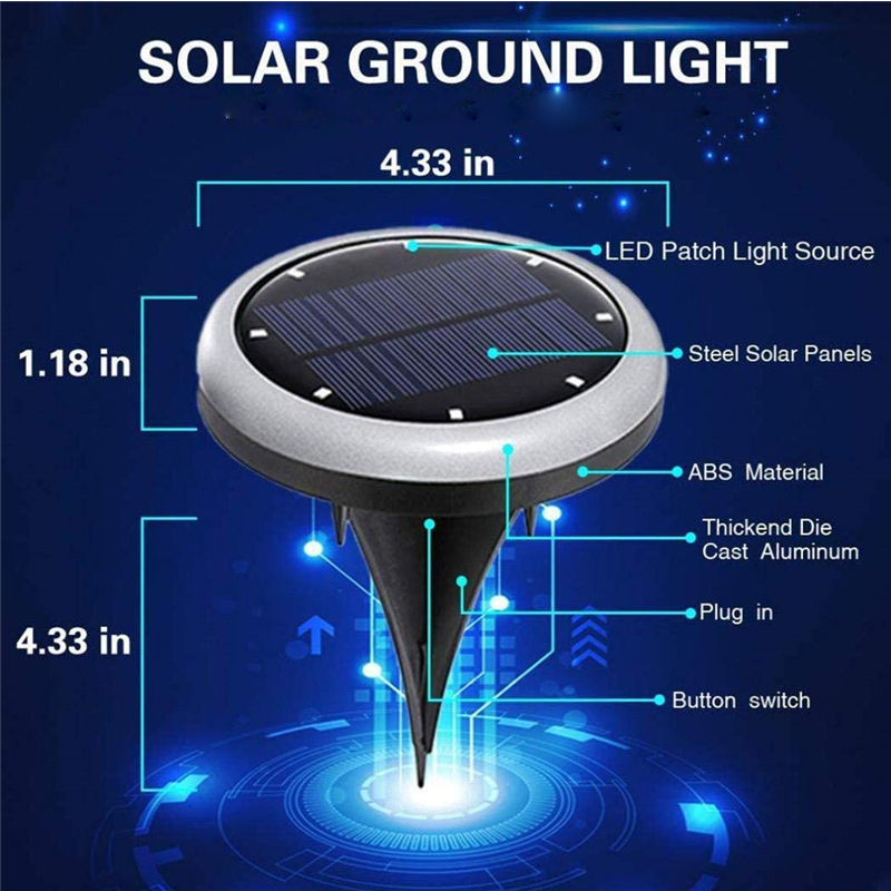 Waterproof Ground Light Solar IP65 Underground Lighting RGB LED Landscape Path Ground Light Garden Night Lamp for Lawn Pathway Yard