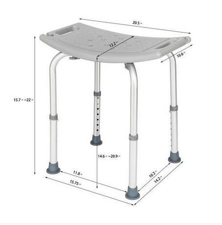 Fashion Wholesales HOT Sales 2021 Aluminium Alloy Elderly Bath Chair without Back of a Chair Gray
