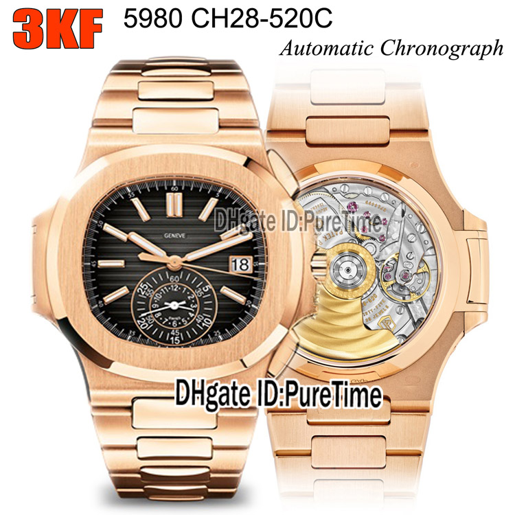 3KF 5980-1R-014 CH28-520C Automatic Chronograph Mens Watch Rose Gold Black Texture Dial Stainless Steel Bracelet 2021 Super Edition Watches Puretime e5, Silver
3KF 5980-1R-014 CH28-520C Automatic Chronograph Mens Watch Rose Gold Black Texture Dial Stainless Steel Bracelet 2021 Super Edition Watches Puretime e5, Silver