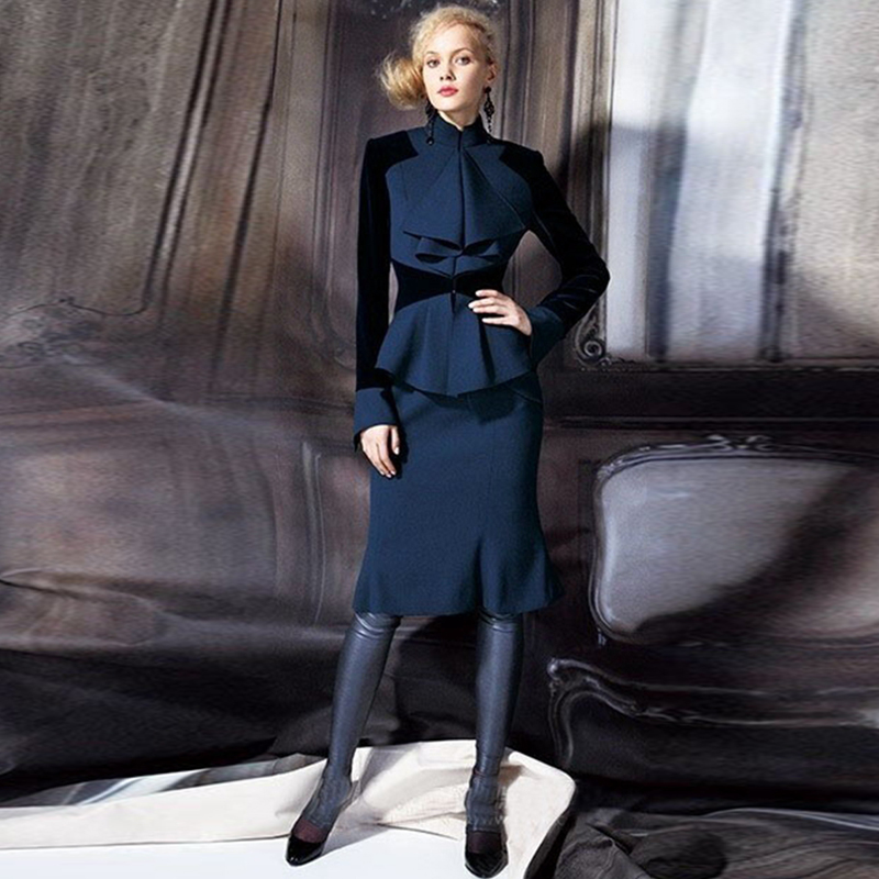 New Fashion High Quality Party Workplace Sexy Long Sleeve Jacket Mermaid Pencil Half Skirt Vintage Elegant Chic Women' Sets, Navy blue
New Fashion High Quality Party Workplace Sexy Long Sleeve Jacket Mermaid Pencil Half Skirt Vintage Elegant Chic Women' Sets, Navy blue