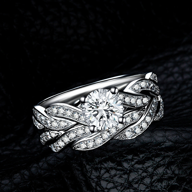 New Real 925 Sterling Silver Wedding Ring Set for Women Wedding Engagement Jewelry Whole N61