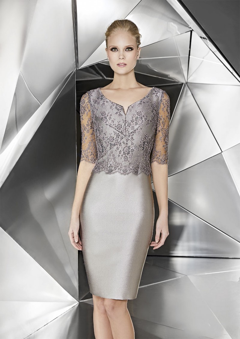 Chic Mother Of The Bride Dress With Jacket Half Long Sleeves Lace Wedding Guest Dress Knee Length Elegant Evening Gowns For Mom