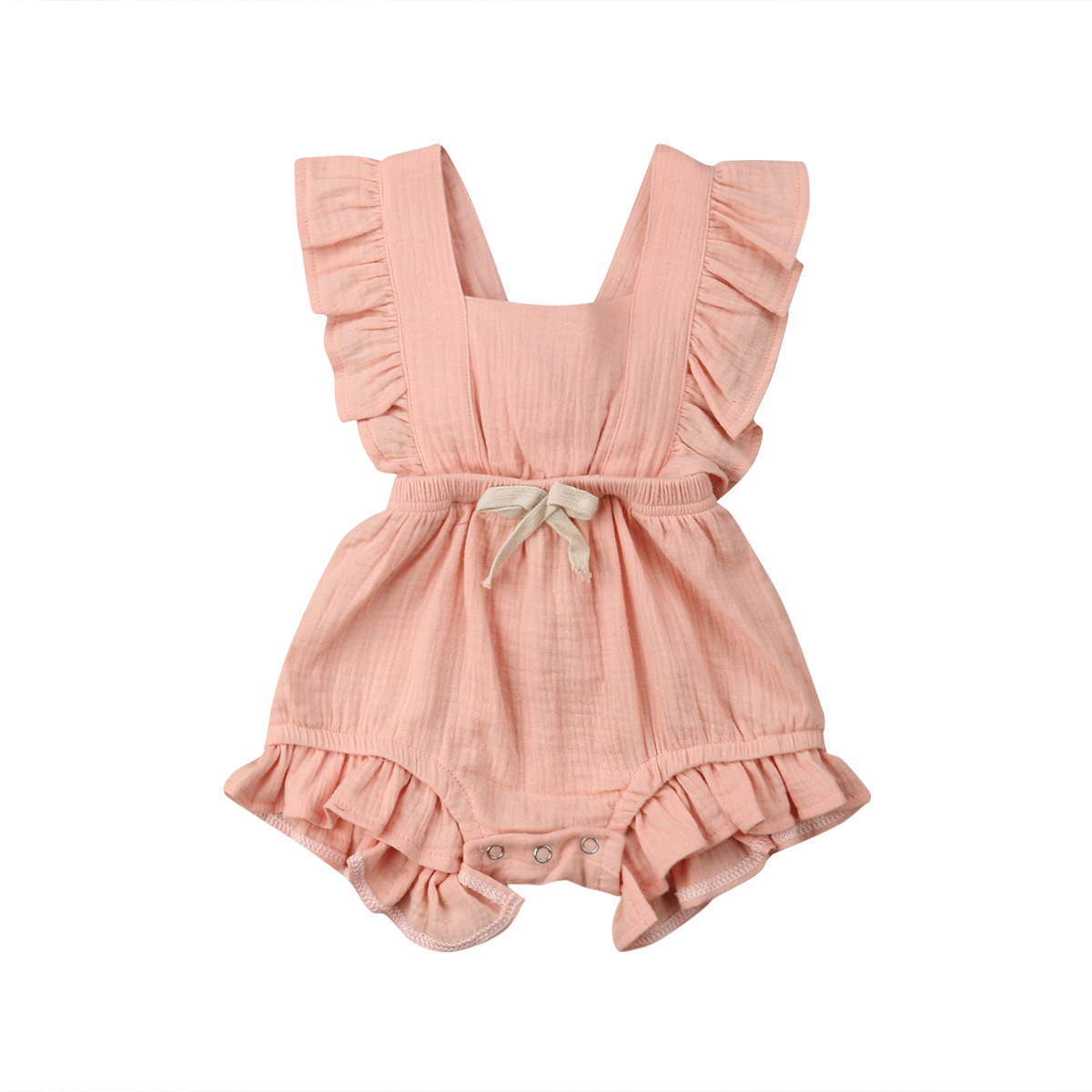 6 Color Cute Baby Girl Ruffle Solid Color Romper Jumpsuit Outfits Sunsuit for Newborn Infant Children Clothes Kid Clothing