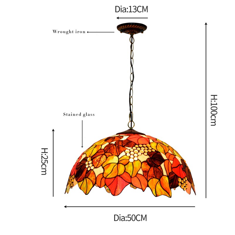 European retro glass lamp creative grape handmade Tiffany stained glass living room dining room bar bedroom art chandelier TF033