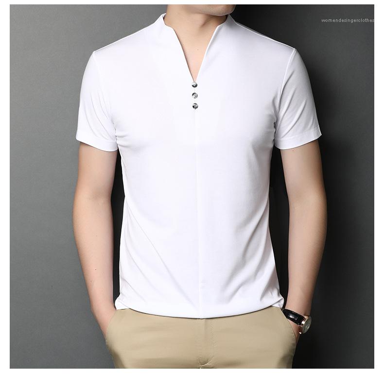 T Shirts Summer Short Sleeve Tees Solid Color V Neck Simple Casual Tops Mens Designer Button, White
T Shirts Summer Short Sleeve Tees Solid Color V Neck Simple Casual Tops Mens Designer Button, White