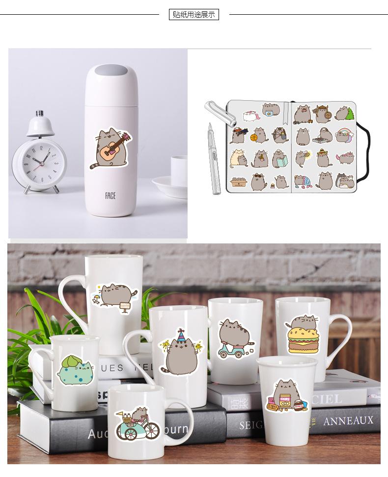 Fat Cat Cartoon Sticker Waterproof Removable Trolley Case Notebook Mobile Phone Water Cup Scooter Graffiti
