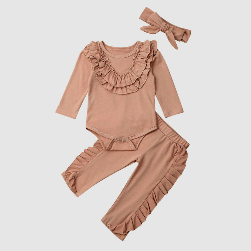 Newborn Baby Girl Autumn Clothes Ruffle Romper Tops+Long Pants Headband Outfits, As pic
Newborn Baby Girl Autumn Clothes Ruffle Romper Tops+Long Pants Headband Outfits, As pic