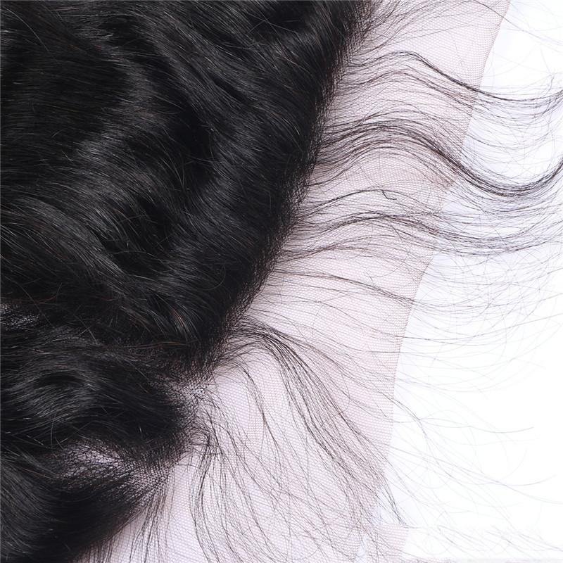 Evermagic 13x6 Ear to Ear Lace Frontal With Bleached Knots Natural Color 1B# Brazilian Body Wave Human Remy Hair Extensions 10-20inches