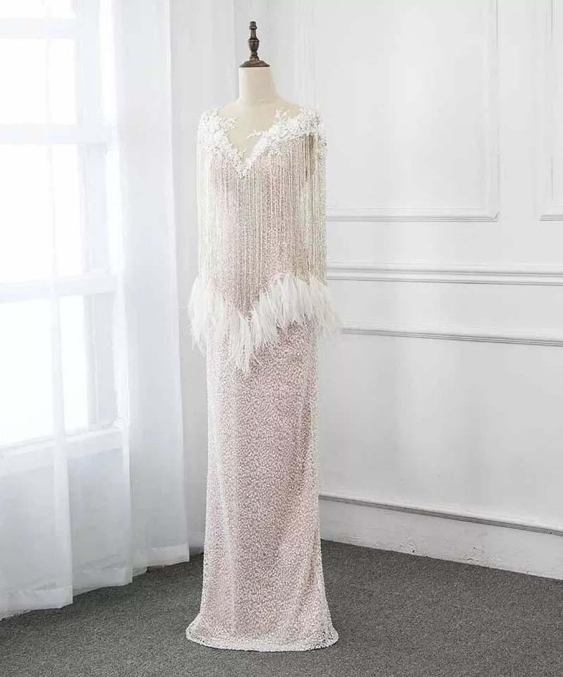 Vintage O Neck Beaded Stones Feather Bling Bling Lace Straight Floor Length Evening Dresses 2019, Beige
Vintage O Neck Beaded Stones Feather Bling Bling Lace Straight Floor Length Evening Dresses 2019, Beige