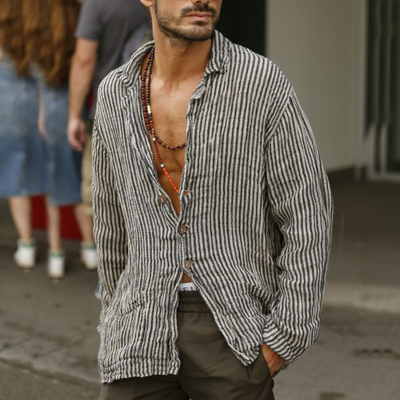 2020 New Style Occident Fashion Striped Prints Casual Elegant Shirt Men ' Anti-Sun T- Shirts, Brown
2020 New Style Occident Fashion Striped Prints Casual Elegant Shirt Men ' Anti-Sun T- Shirts, Brown