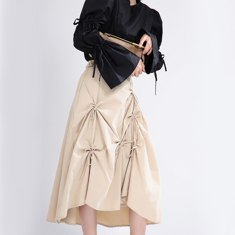 2020 Summer New Lace Bow Skirt Female Leather Buckle Adjustable High Waist Slimming A Word Medium-Length, Black
2020 Summer New Lace Bow Skirt Female Leather Buckle Adjustable High Waist Slimming A Word Medium-Length, Black