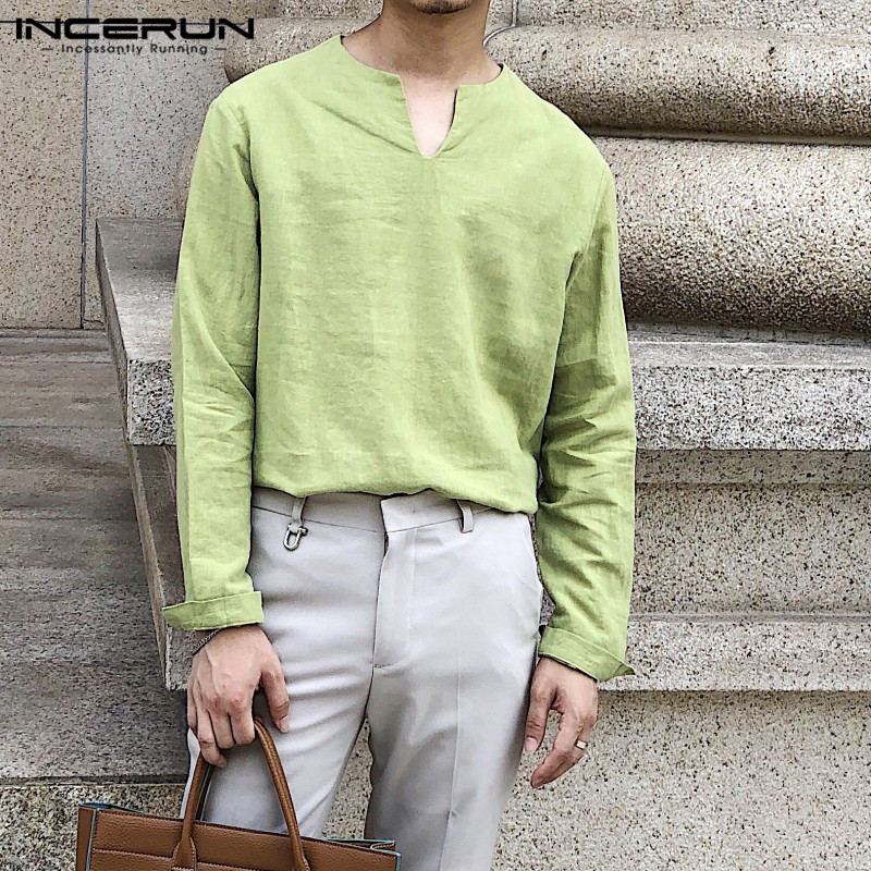2020 Solid Color Men Shirt Long Sleeve Streetwear V Neck Vintage Casual Tops Breathable Cotton Men Shirts Chemise -5XL INCERUN, White shirt
2020 Solid Color Men Shirt Long Sleeve Streetwear V Neck Vintage Casual Tops Breathable Cotton Men Shirts Chemise -5XL INCERUN, White shirt