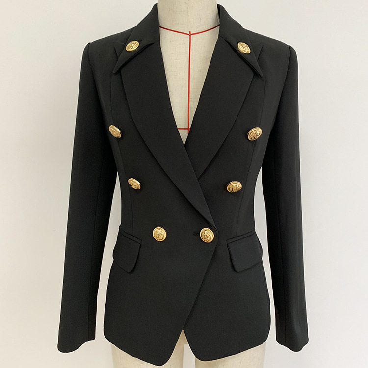 Jacket Designer Women' Blazer Gold Buttons Double Breasted Office Lady Blazers Outerwear Female Suit Tops Mujer Plus Size, Black
Jacket Designer Women' Blazer Gold Buttons Double Breasted Office Lady Blazers Outerwear Female Suit Tops Mujer Plus Size, Black