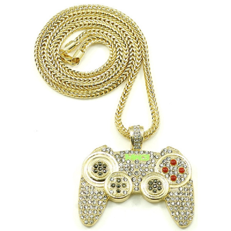 Fashion-Necklace Jewelry Fashion Gold Iced Out PS4 Game Controller Pendant Necklace For Men