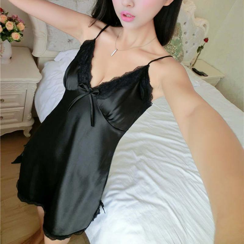 

Women's Sleepwear 2021 Women Sexy Nightdress Spaghetti Strap Nightgown Lace Sleeping Shirts See Through Night Clothes Dress Nightgowns, Black