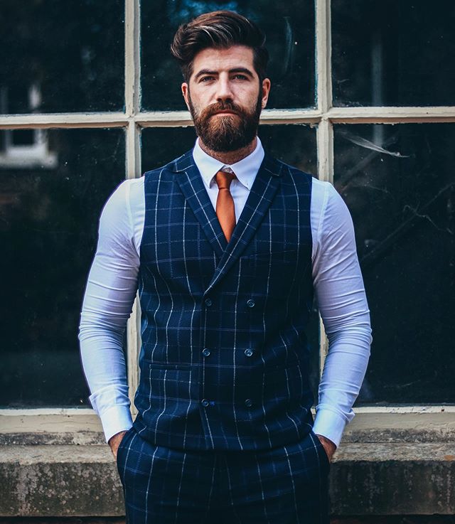Classic Check Mens Wedding Suits Slim Fit Two Button Notched Lapel Groom Wear Tuxedos Formal Prom Blazer Jacket (Jacket+Vest+Pants)