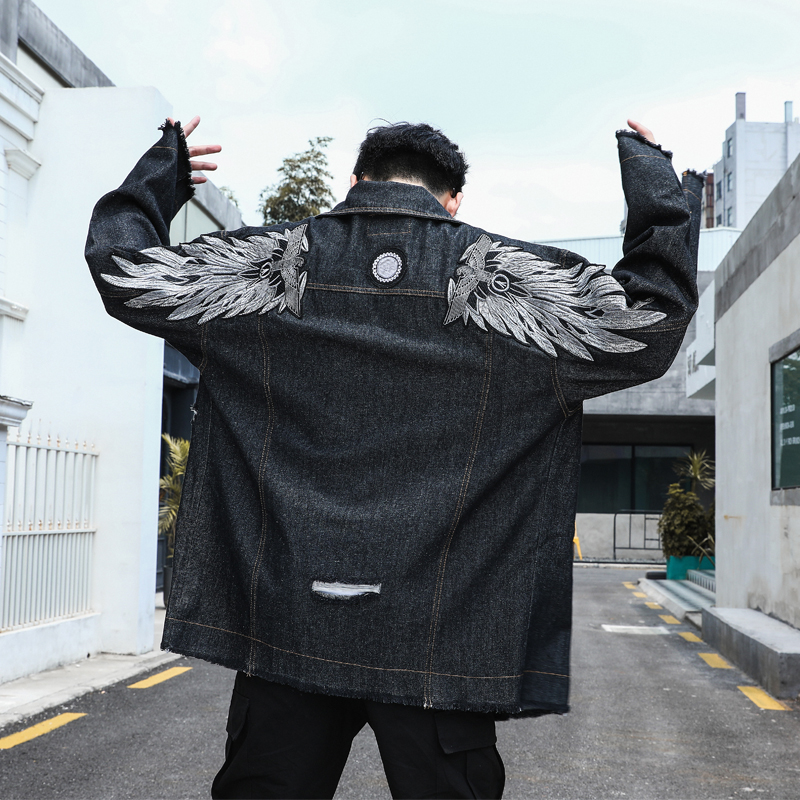 Men's Jackets Back Embroidery Wing Denim Jacket Lover 2021 Spring Hip Hop Oversize Jeans Men Streetwear Windbreaker, Black
Men's Jackets Back Embroidery Wing Denim Jacket Lover 2021 Spring Hip Hop Oversize Jeans Men Streetwear Windbreaker, Black