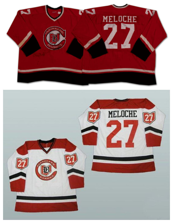 

Vintage Cleveland Barons Jersey 27 Gilles Meloche White Red 100% Stitching Custom Hockey Jerseys