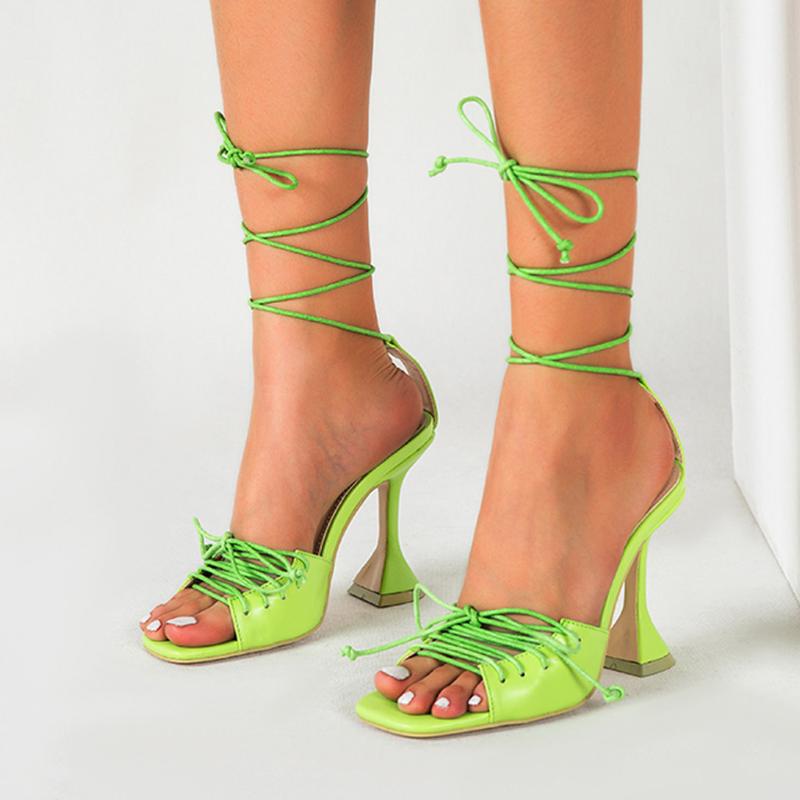 Summer Sandals Women Candy Color Point Toe Sexy Fashion Open-Toe Ankle-Strap Ladies Sandals High Heels Lace-Up Shoe, Green
Summer Sandals Women Candy Color Point Toe Sexy Fashion Open-Toe Ankle-Strap Ladies Sandals High Heels Lace-Up Shoe, Green