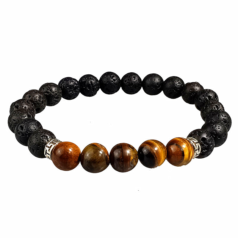 Hot Sell Natural Gemstone Amethyst Volcanic Rocks Tigers's eye Bead Bracelet Men Womens Multicolor Crystal Stackable Bracelet Jewelry