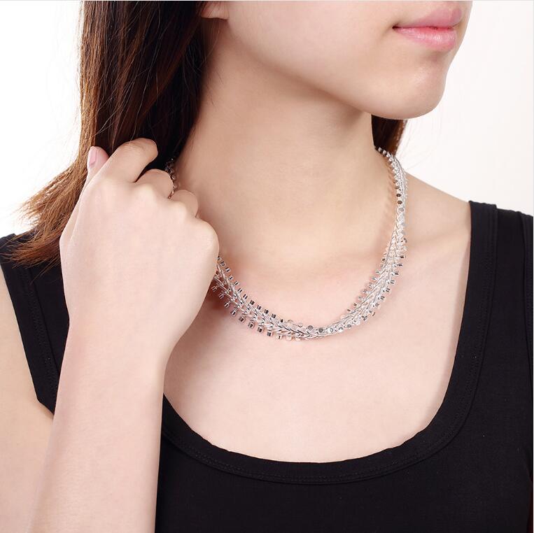 so heavy Fishbone shape 925 sterling silver jewelry sets LS-21.fashion 925 silver plated neckace bracelet set.support Wholesale, retail