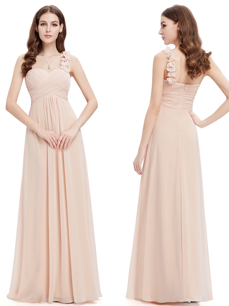 Special Occasion Dress A-line One Shoulder Handmade Flowers Royal Blue Long Evening Dresses New Arrival Bridesmaid Dresses