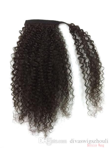 celebrity curly hair textured ponytail style clip in high kinky afro curly wavy human hair drawstring ponytail hairpiece wang